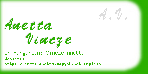 anetta vincze business card